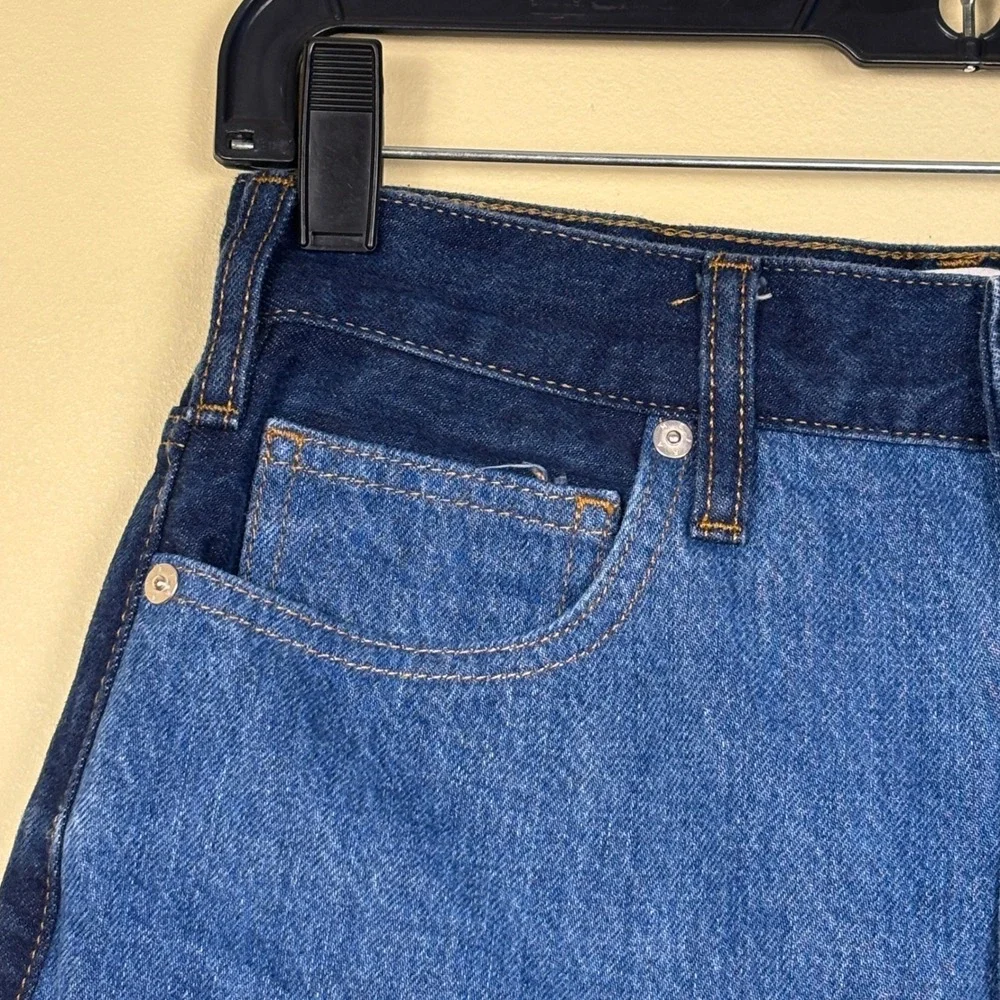 FRAME Le Jane Contrast Patchwork Jeans Indigo Women Size 26 Denim High Rise - Picture 7 of 16